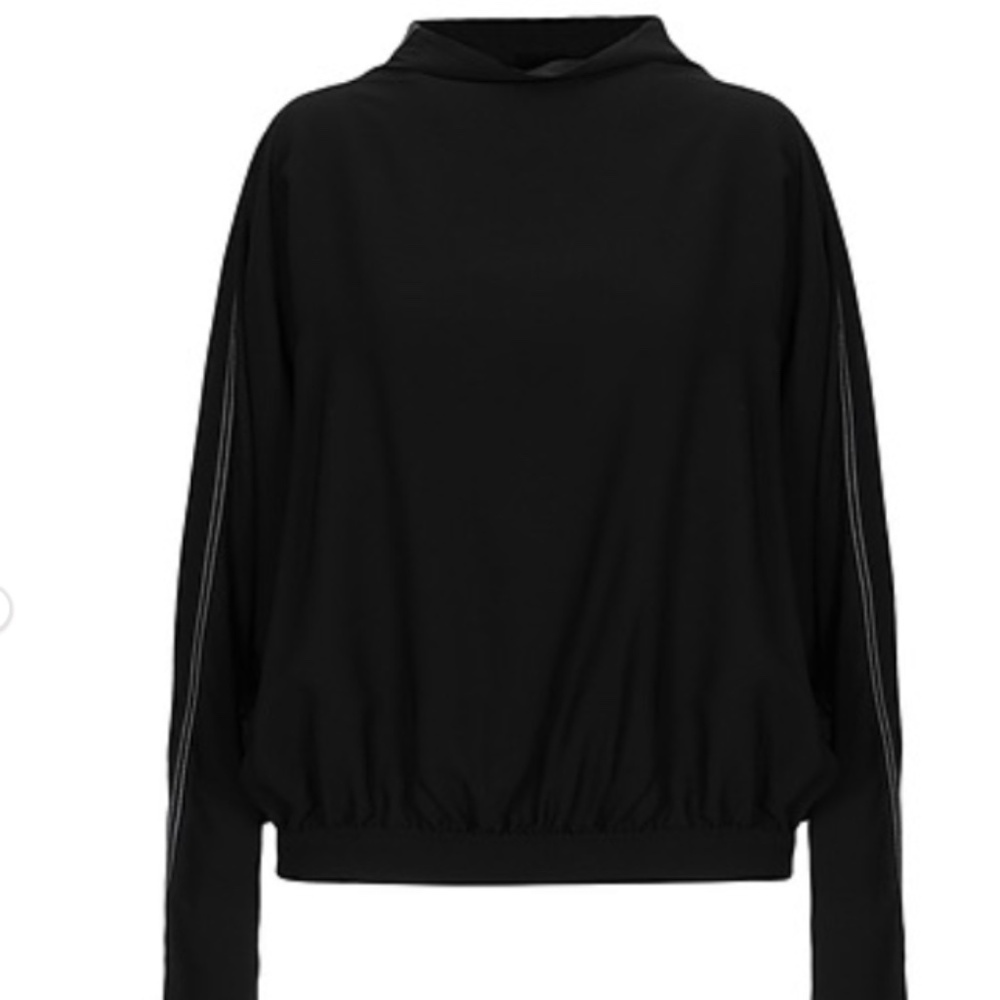 Marni Black Pullover Top – Contrast Stitching, Gathered Waist  – M